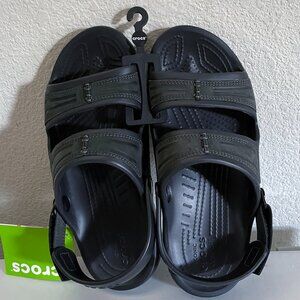 NEW Crocs Mens Yukon Mesa 2-Strap Sandals NWT 9 Black Water Adjustable Strap